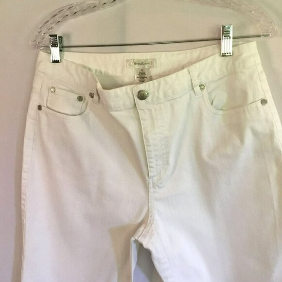 Dress Barn Capris 5-Pocket Stretch Denim in Bright White Women's Sz 12 High Rise - Picture 2 of 9